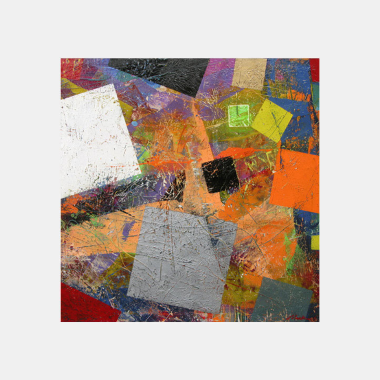 oil painting colourful square merging together