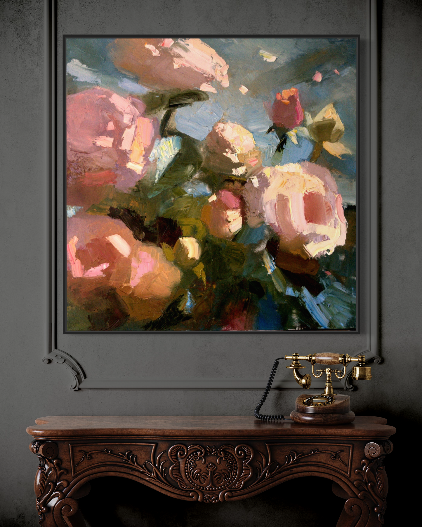 a painting of a vase with flowers in it 