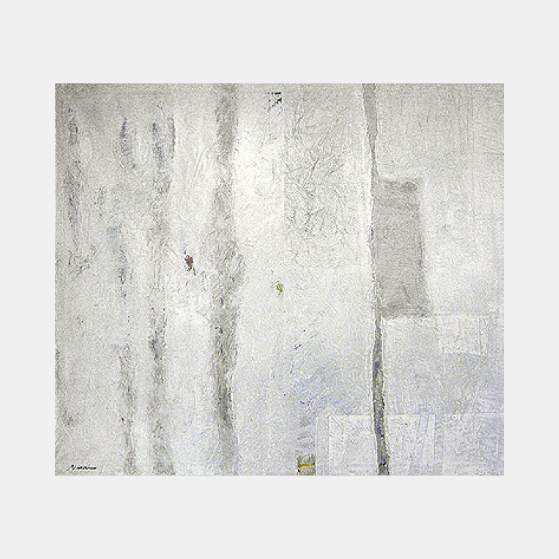 an abstract painting of white light on grey