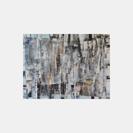 art painting on canvas grey vertical lines creating a visual abstract 