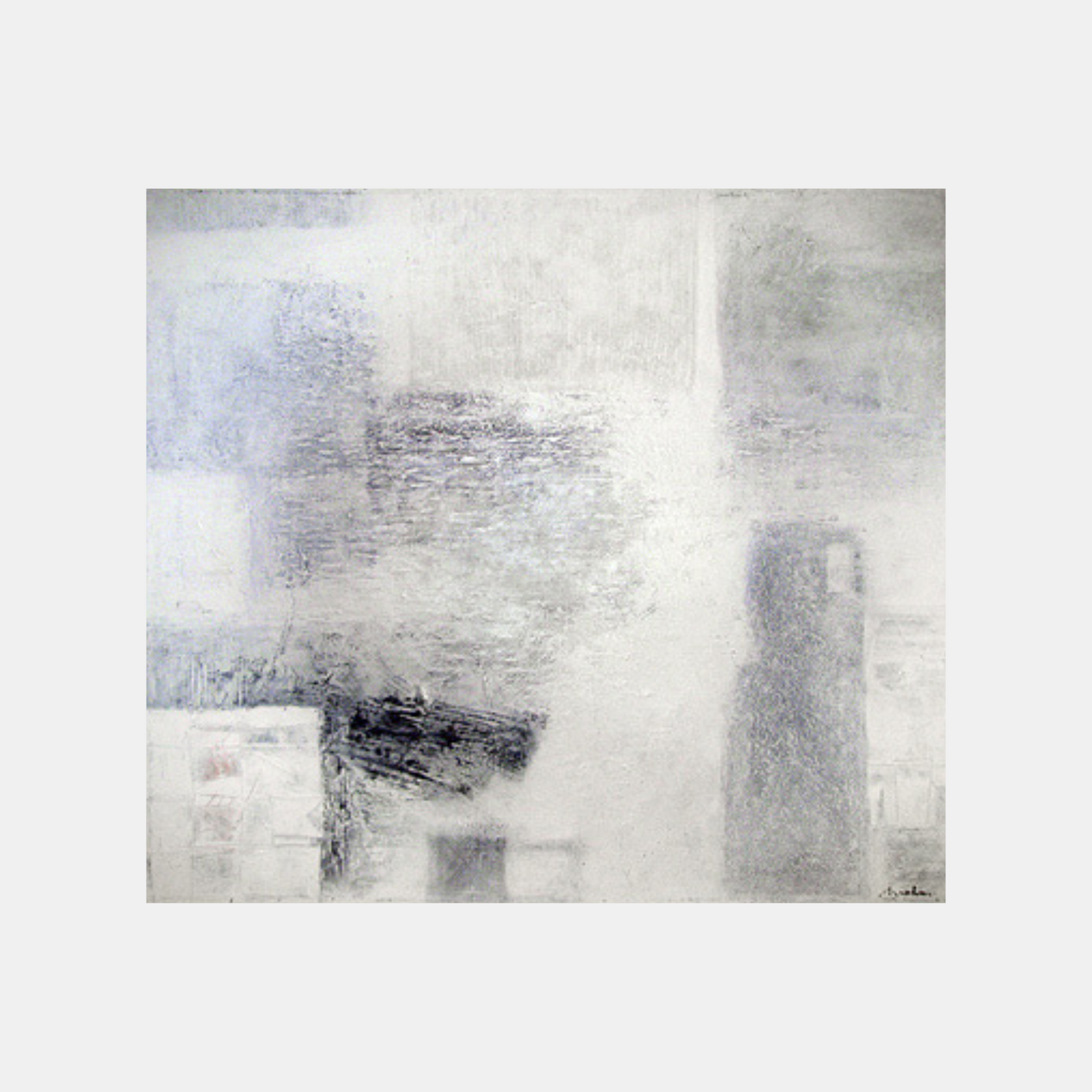 abstract art of white pale squares on grey